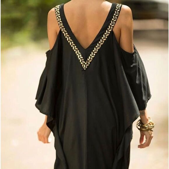 Black and gold cold shoulder caftan. O/S - Picture 3 of 3
